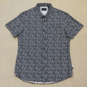7 Diamonds Shirt Mens Small Blue Abstract Brushstroke 4 Way Stretch Button Up